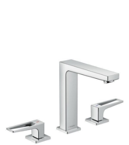 Bild von HANSGROHE Metropol 3-Loch Waschtischarmatur 160 mit Bügelgriffen und Push-Open Ablaufgarnitur, 74515000