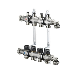 Picture of OVENTROP Edelstahl-Verteiler „Multidis SF“ für Flächenheizung mit integrierten Reguliereinsätzen, für 10 Kreise, Art.Nr. : 1405560