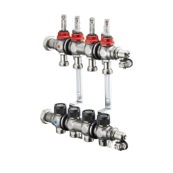 Picture of OVENTROP Edelstahl-Verteiler „Multidis SF“ für Flächenheizung mit Durchflusseinsätzen 0-5 l/min, für 3 Kreise, Art.Nr. : 1405353