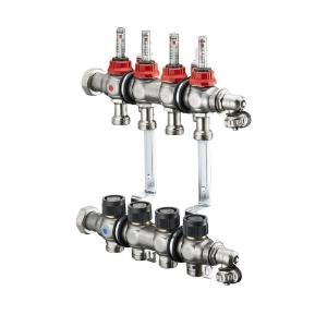 Picture of OVENTROP Edelstahl-Verteiler „Multidis SF“ für Flächenheizung mit Durchflusseinsätzen 0-5 l/min, für 3 Kreise, Art.Nr. : 1405353