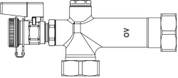 Picture of OVENTROP Anschlusswinkel für Kesselverrohrung mit 2 x ÜM G 1 und Kugelhahn, lang, Art.Nr. : 1359073