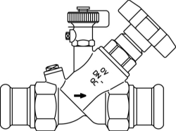 Picture of OVENTROP Freistromventil „Aquastrom F“ IG/IG Ø 42 mm, beids. Pressanschluss, mit Entl., Rg, Art.Nr. : 4201257