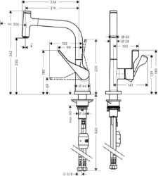 Picture of AXOR Citterio Einhebel-Küchenmischer mit Ausziehauslauf, Art.Nr. 39861000