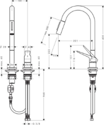 Picture of AXOR Citterio M2-Loch Einhebel-Küchenmischer mit Ausziehbrause, Art.Nr. 34822000