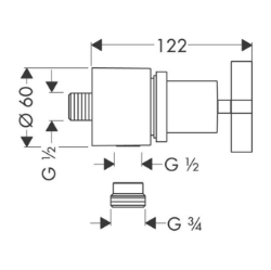 Picture of AXOR Citterio Fixfit Stop Schlauchanschluss mit Abstellventil und Kreuzgriff, Art.Nr. 39883000