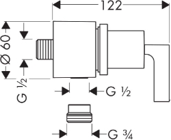 Picture of AXOR Citterio Fixfit Stop Schlauchanschluss mit Abstellventil und Hebelgriff, Art.Nr. 39882000