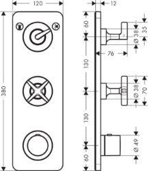 Picture of AXOR Citterio E Thermostatmodul Unterputz 380/120 für 2 Verbraucher, Art.Nr. 36703000
