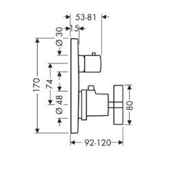 Picture of AXOR Citterio Thermostat Unterputz mit Ab-/ Umstellventil mit Kreuzgriff, Art.Nr. 39725000