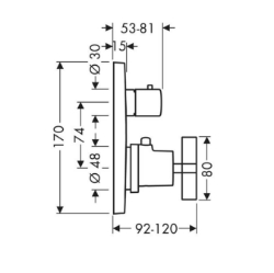 Picture of AXOR Citterio Thermostat Unterputz mit Abstellventil und Kreuzgriff, Art.Nr. 39705000