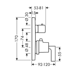 Picture of AXOR Citterio Thermostat Unterputz mit Absperrventil mit Hebelgriff, Art.Nr. 39700000