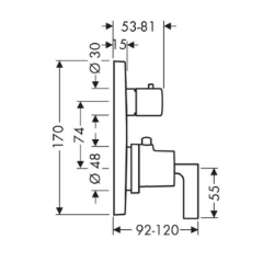 Picture of AXOR Citterio Thermostat Unterputz mit Ab-/ Umstellventil mit Hebelgriff, Art.Nr. 39720000