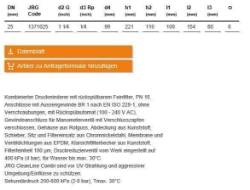 Picture of JRG CleanLine Combi mit Rückspülautomat, PN 16 - 4 bar, DN25 - Art.Nr. : 1371.025
