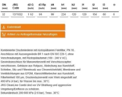 Picture of JRG CleanLine Combi mit Rückspülautomat, PN 16 - 4 bar, DN32 - Art.Nr. : 1371.032