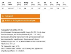 Picture of JRG CleanLine Filter mit Rückspülautomat, PN 16, DN32 - Art.Nr. : 1871.032