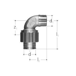 Picture of JRG Sanipex Bogen mit Aussengewinde, d  (mm) :25, Art.Nr. : 5522.919