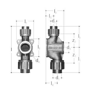Picture of JRG Sanipex T-Stück mit Flansch, GN  (inch) :1∕2, , Art.Nr. : 5536.712