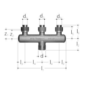 Picture of JRG Sanipex UP-Verteiler 3-fach, d-d-d 12 - 16 - 12(mm), Art.Nr. : 5425.010