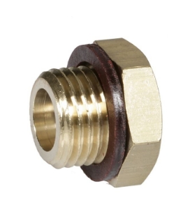 Picture of Honeywell Resideo Sechskant-Stopfen S06M aus Messing mit Dichtung (5 Stück) 1/4", Art.-Nr. S06M-1/4