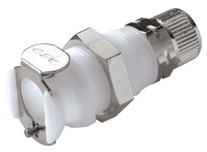 Picture of CPC Kupplungen 8mm PTF Non-Valved Panel Mount Acetal Coupling Body- 25 Stk,  Art.Nr. : PLC120M8