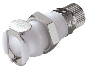 Picture of CPC Kupplungen 8mm PTF Valved Panel Mount Acetal Coupling Body- 25 Stk,  Art.Nr. : PLCD120M8
