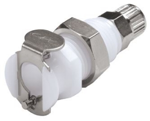 Picture of CPC Kupplungen 4mm PTF Non-Valved Panel Mount Acetal Coupling Body- 25 Stk,  Art.Nr. : PMC12M42