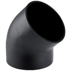 Picture of  Geberit PE Bogen,  Winkel: 45°, DN:125, d[mm]:125, X[cm]:6.5 , Art.Nr. : 368.045.16.1