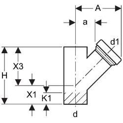 Picture of  Geberit PE Reinigungsstück 45° mit runder Serviceöffnung,  d[mm]:125, d1[mm]:110, A[cm]:20 , Art.Nr. : 368.453.16.1