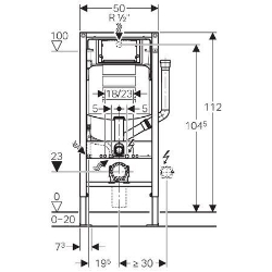 Picture of Geberit Duofix Element für Wand-WC, 112 cm, mit Sigma Unterputzspülkasten 12 cm, für Geruchsabsaugung mit Abluft, Art.Nr. : 111.313.00.5