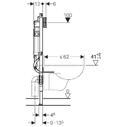 Picture of Geberit Duofix Element für Wand-WC, 112 cm, mit Sigma Unterputzspülkasten 12 cm, für Geruchsabsaugung mit Abluft, Art.Nr. : 111.313.00.5