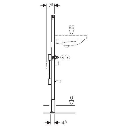 Picture of Geberit Duofix Element für Waschtisch, 112 cm, Standarmatur, mit zwei Wasserstrecken mit Unterputzabsperrventil JRG LegioStop® und Anschluss-T-Stück, Art.Nr. : 111.572.00.1