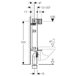 Picture of Geberit Kombifix Element für Wand-WC, 106 cm, mit Omega Unterputzspülkasten 12 cm, Art.Nr. : 110.021.00.1