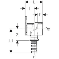 Picture of Geberit Mepla Anschlusswinkel 90°, DN 20, d 26 mm, Art.-Nr. 603.294.00.5