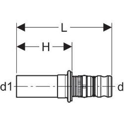 Picture of Geberit Mepla Übergang auf Geberit Mapress, mit Einschubende, DN 12, d 16 mm, Art.-Nr. 601.508.00.5