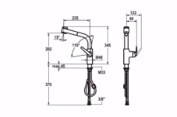 Picture of KWC DOMO Küche chromeline A 235 Hebelmischer Auszugbrause mit SprayClean bis 700 mm ausziehbar Spra, chromeline, flex-PEX 3/8",A235, Art.Nr. : 10.061.003.000FL
