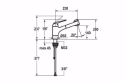 Picture of KWC DOMO Küche chromeline A 230 Hebelmischer Auszugbrause mit SprayClean bis 700 mm ausziehbar Spra, chromeline, flex-PEX 3/8", Art.Nr. : 10.061.033.000FL