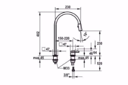 Picture of KWC ERA Küche edelstahl A 230 Hebelmischer Ausziehbare Umstellbrause 360° drehbar - magnetische fo, Stahl, flex-PEX 3/8", A230, Art.Nr. : 10.392.323.700FL