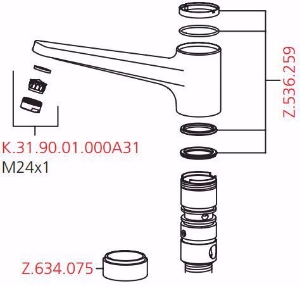 Bild von KWC Dichtungsset Küche schwenkbar, Art.Nr. : Z.536.259