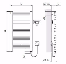 Picture of Arbonia Bagnostar Watt BSTW180 750 AF WFC RE, H: 1800 mm, 1200 W, L: 750 mm, weiss, Art.Nr. : BSTW180 750 AF WFC RE