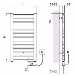 Picture of Arbonia Bagnostar BSTW180 750 AF FKS LI, H: 1800 mm, 1200 W, L: 750 mm, weiss, Art.Nr. : BSTW180 750 AF FKS LI
