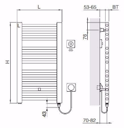 Picture of Arbonia Bagnostar Watt BSTW180 750 AF WFS LI, H: 1800 mm, 1200 W, L: 750 mm, weiss, Art.Nr. : BSTW180 750 AF WFS LI