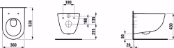 Picture of Laufen PRO - Wand-WC, Tiefspüler, mit Spülrand, 360 x 530 x 345,  000, weiss , Art.Nr. : H8209560000001
