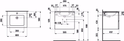 Bild von Laufen Pro S - Komplettset 600 mm, Waschtisch 'slim' mit Waschtischunterbau 'Pro' mit 2 Schubladen, inkl. Schubladen-Ordnungssystem, 600 x 500 x 545, 463, weiss, 1 Hahnloch, Art.Nr. : H8619614631041