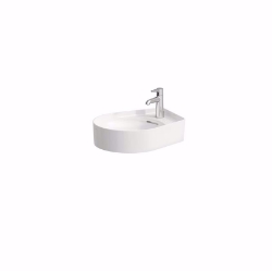 Picture of Laufen VAL - Waschtisch-Schale, mit Halbnasszone bzw. Armaturenbank, 757 weiss matt, 1 Hahnloch/ohne Überlauf, 500 x 400 x 125, Art.Nr. : H8122817571111