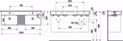 Picture of Laufen VAL - Doppelwaschtisch, mit Halbnasszone, 400 LCC-weiss, 1 Hahnloch, 1200 x 420 x 155, Art.Nr. : H8142824001041