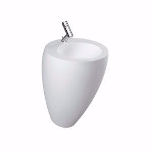 Picture of Laufen ALESSI ONE - Waschtisch mit integrierter Säule, mit Wandanbindung, mit verdecktem Überlauf, inkl. Keramikabdeckung für Ablaufventil, 400 LCC-weiss, ohne Hahnloch, 520 x 530 x 850, Art.Nr. : H8119714001091