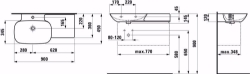 Picture of Laufen INO - Möbelwaschtisch, Ablage rechts, 400 LCC-weiss, 1 Hahnloch, 900 x 450 x 120, Art.Nr. : H8133024001041