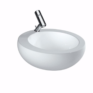 Picture of Laufen ALESSI ONE - Waschtisch-Schale mit Armaturenbank, mit verdecktem Überlauf, inkl. Keramikabdeckung für Ablaufventil, 400 LCC-weiss, ohne Hahnloch, 520 x 520 x 175, Art.Nr. : H8189714001091