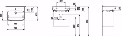 Picture of Laufen MODERNA R - Waschtisch MODERNA R 54X43 WEISS, 000 weiss, 1 Hahnloch, 540 x 435 x 165, Art.Nr. : H8115430001041