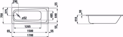 Picture of Laufen MODERNA PLUS - Badewanne, Einbauversion, Stahl-Email 3,5 mm, 000 weiss, mit Schallschutz, 1700 x 410 x 750, Art.Nr. : H2251300000411