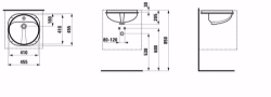 Picture of Laufen FIORA - Einbauwaschtisch von unten, mit Armaturenbank, geschliffen, 000 weiss, 455 x 455 x 195, Art.Nr. : H8117800000001